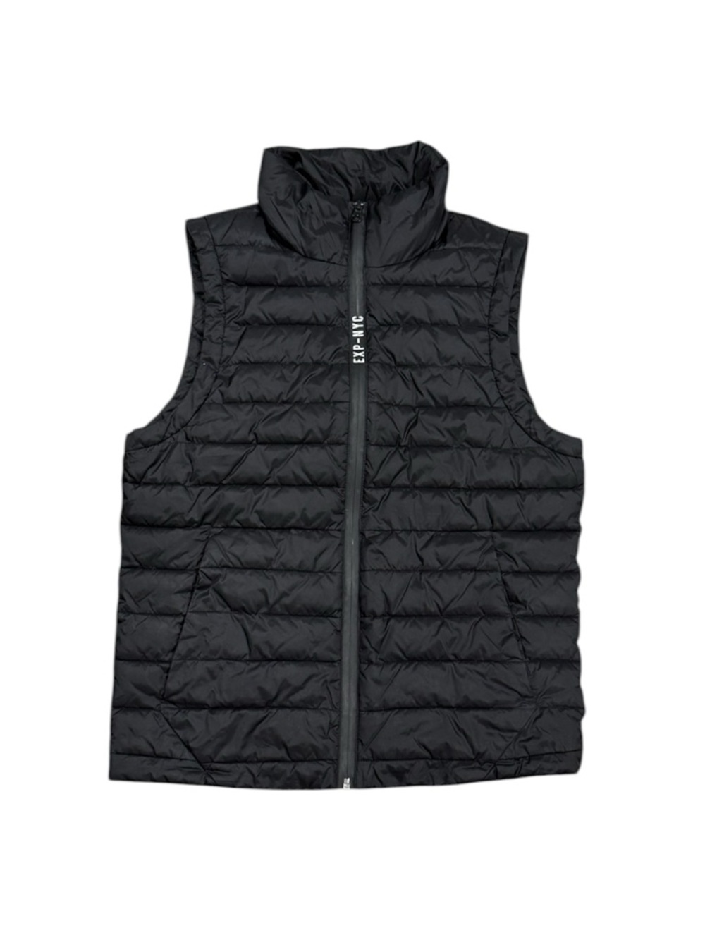 Men’s Express Black Quilted Puffer Vest with High Collar Size Small